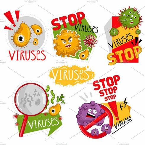Stop virus cartoon characters cover image.