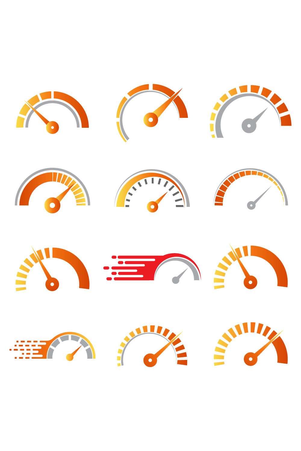 Abstract Vector 12 Speed Logo Bundle Creative Speed, Time, Clock Icon Set pinterest preview image.