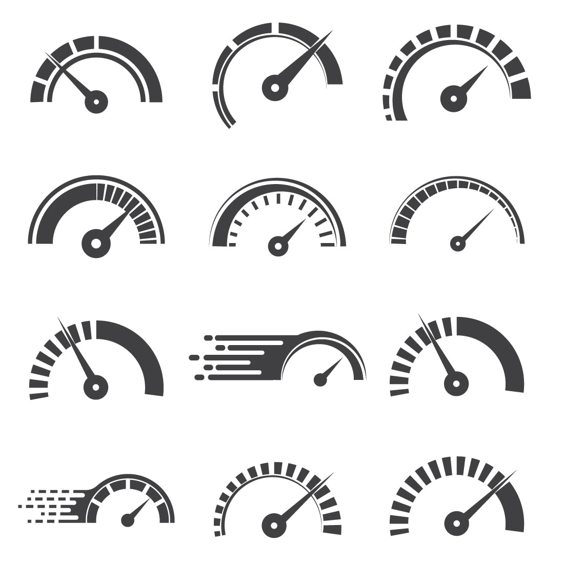 Abstract Vector 12 Speed Logo Bundle Creative Speed, Time, Clock Icon Set preview image.