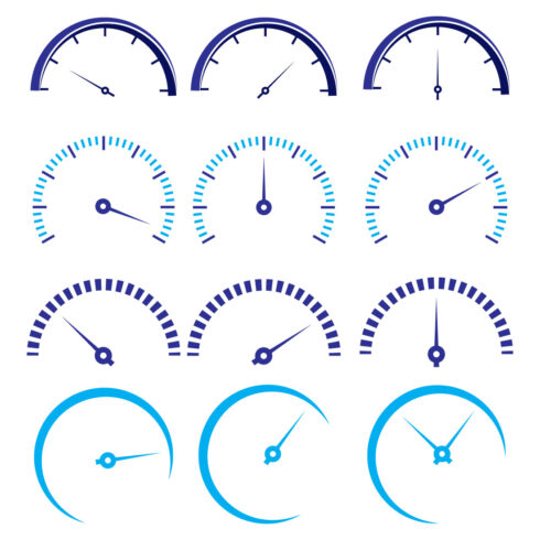 Abstract Vector 12 Speed Logo Bundle Creative Speed, Time, Clock Icon Set cover image.