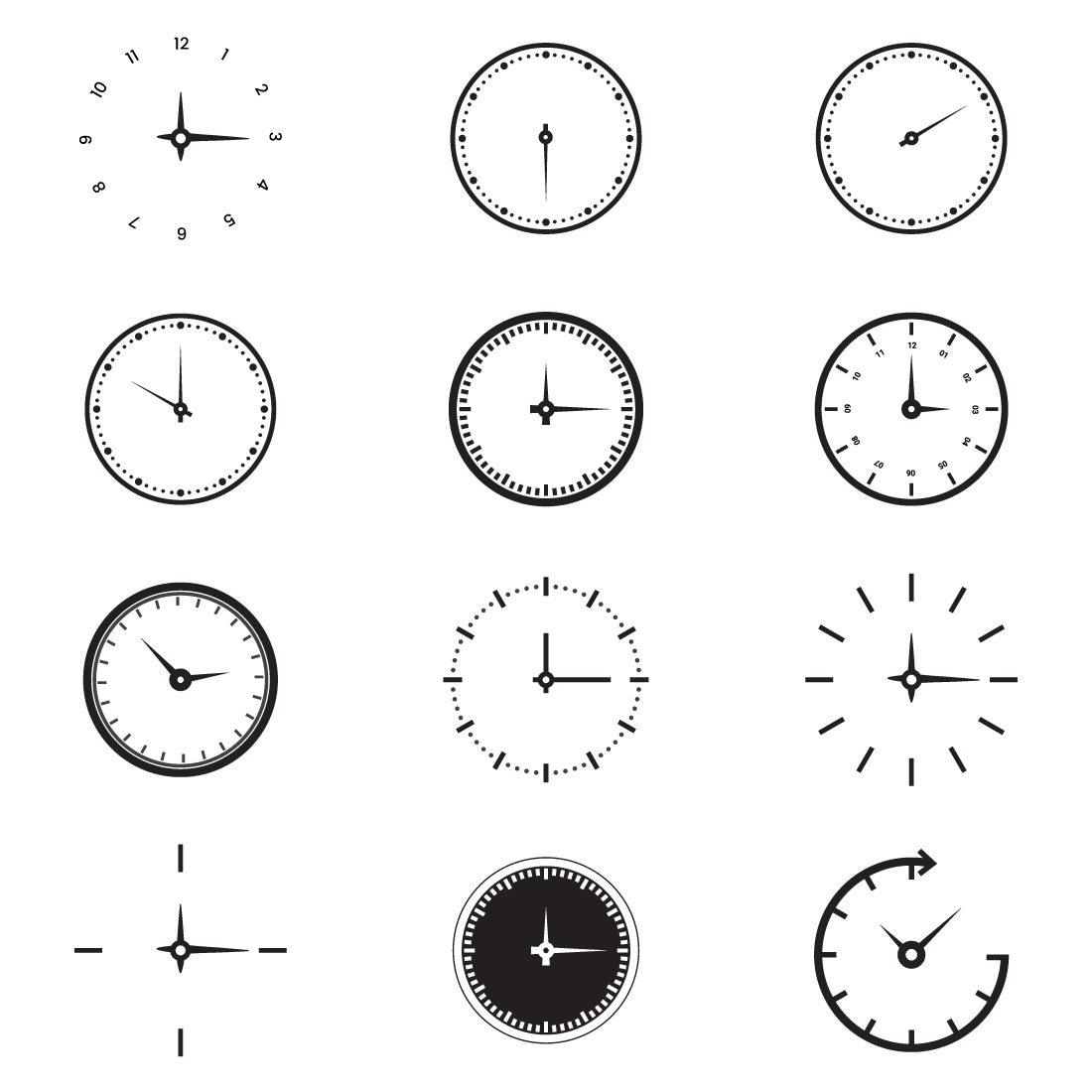 Abstract Vector Time, Clock, Speed Logo Set preview image.