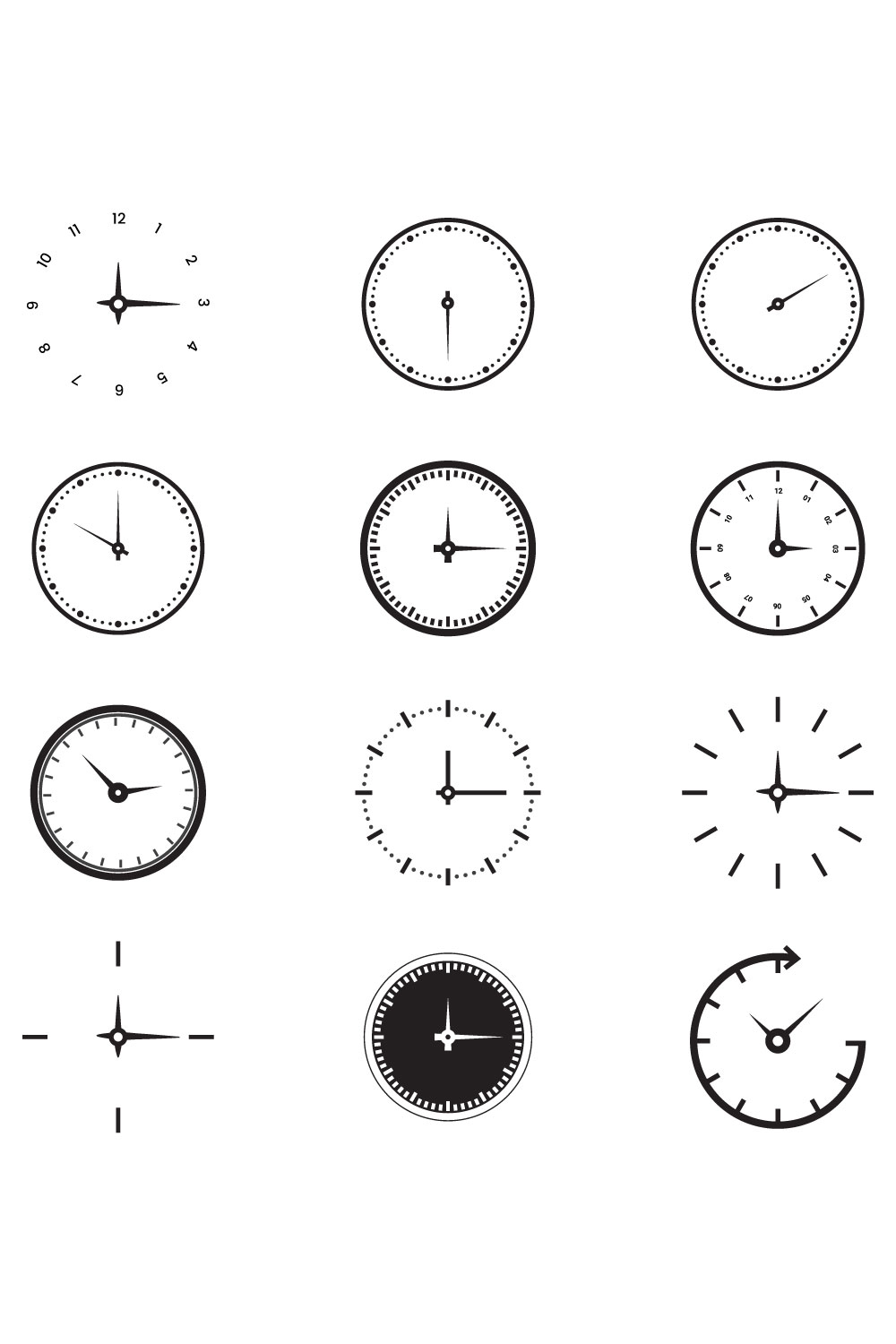 Abstract Vector Time, Clock, Speed Logo Set pinterest preview image.