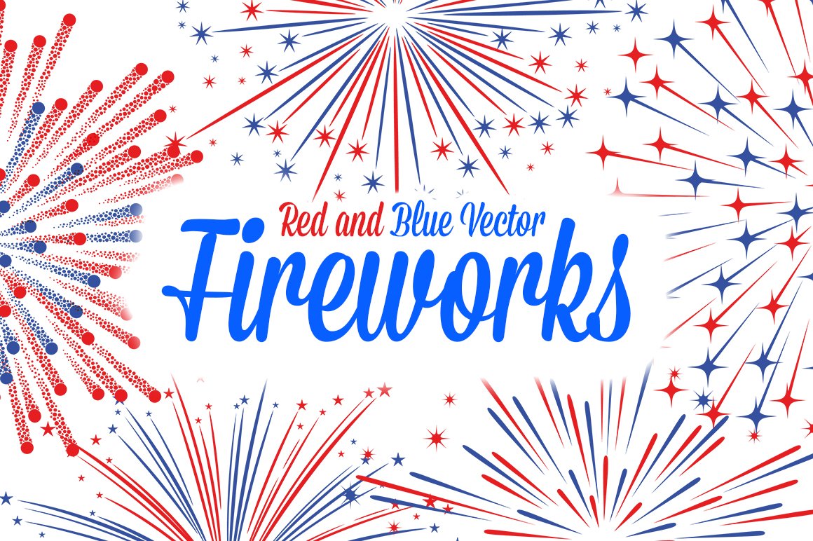 Vector Red and Blue Fireworks cover image.