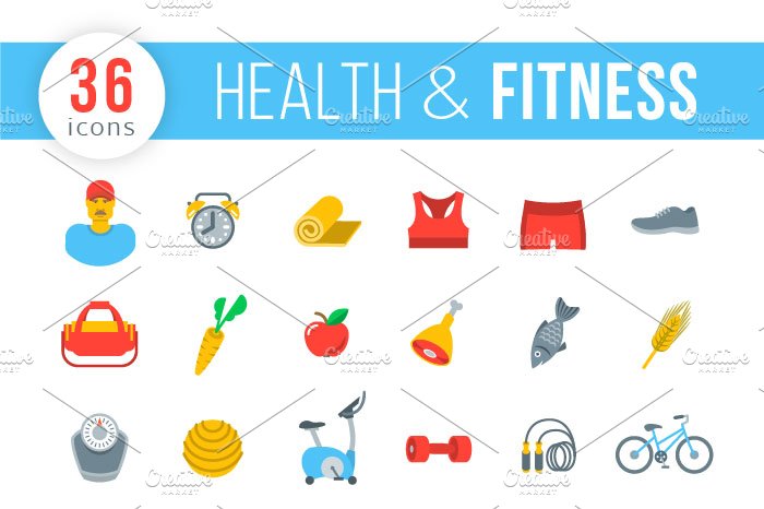 Fitness and Healthy Lifestyle Icons cover image.