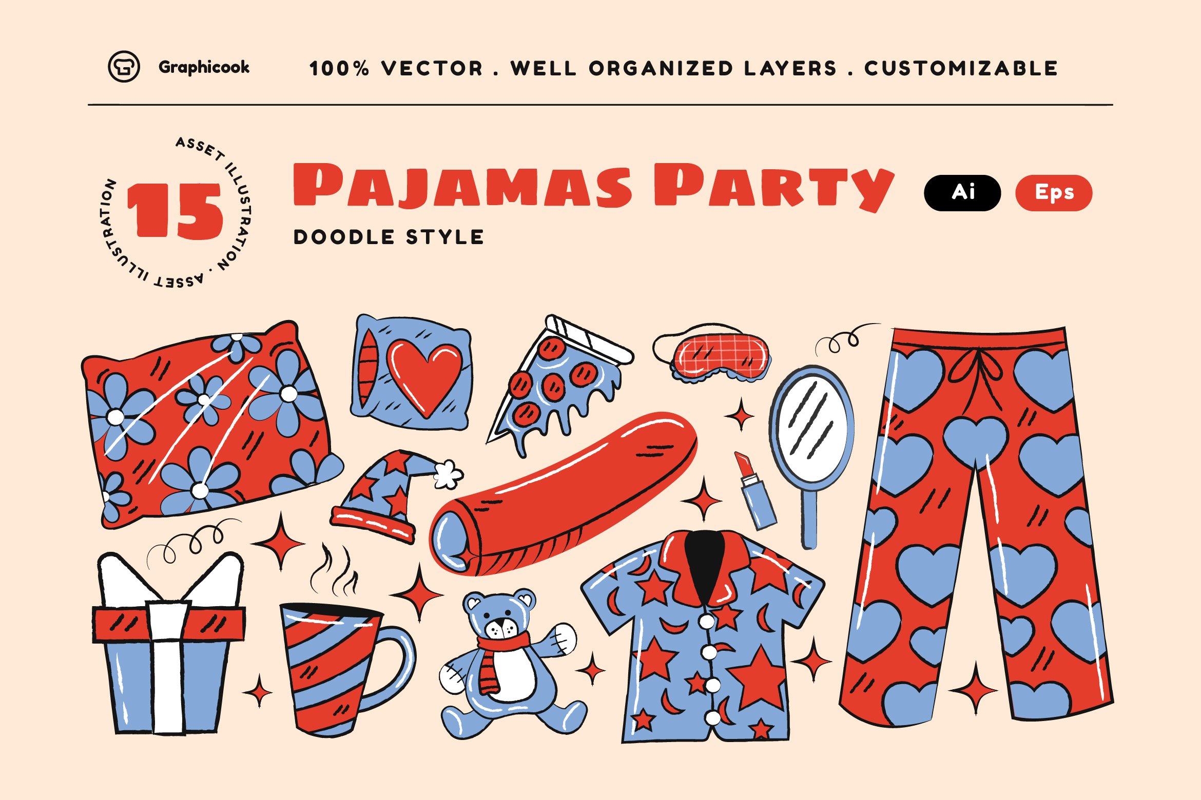Pajamas Party Illustration Set cover image.