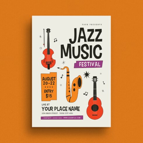 Retro Jazz Music Flyer cover image.