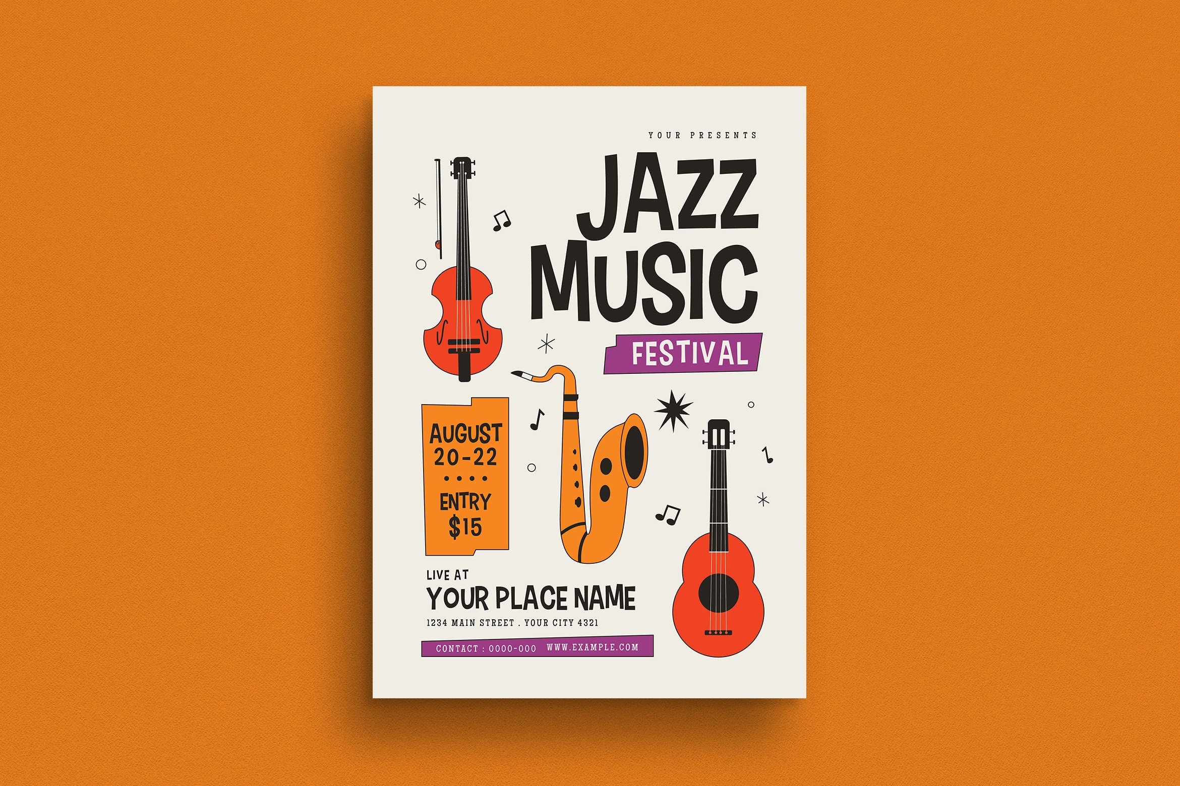 Retro Jazz Music Flyer cover image.