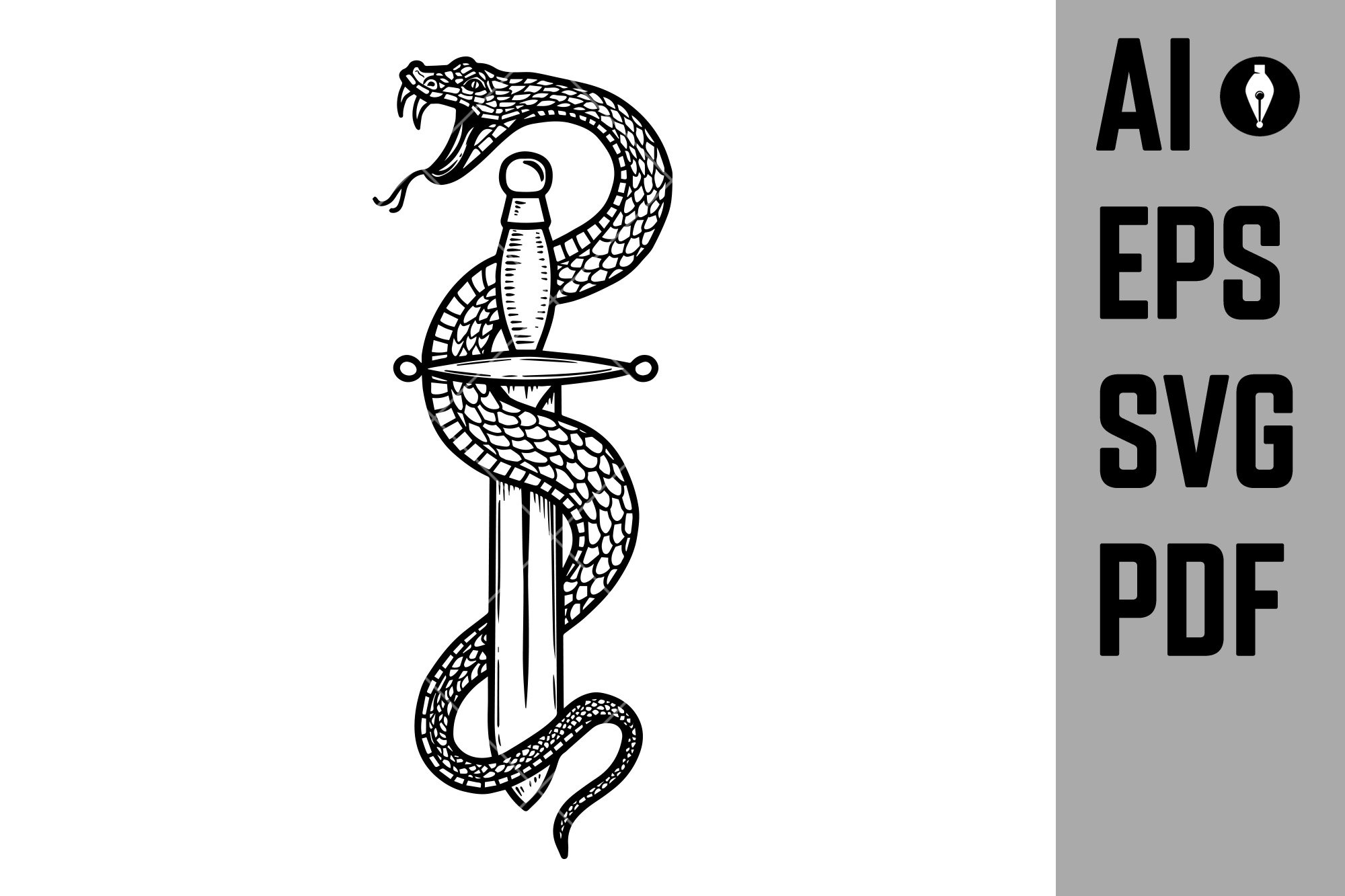 Vintage design with snake on dagger. cover image.