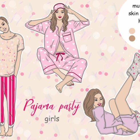 Pajama Party Girls Clipart cover image.