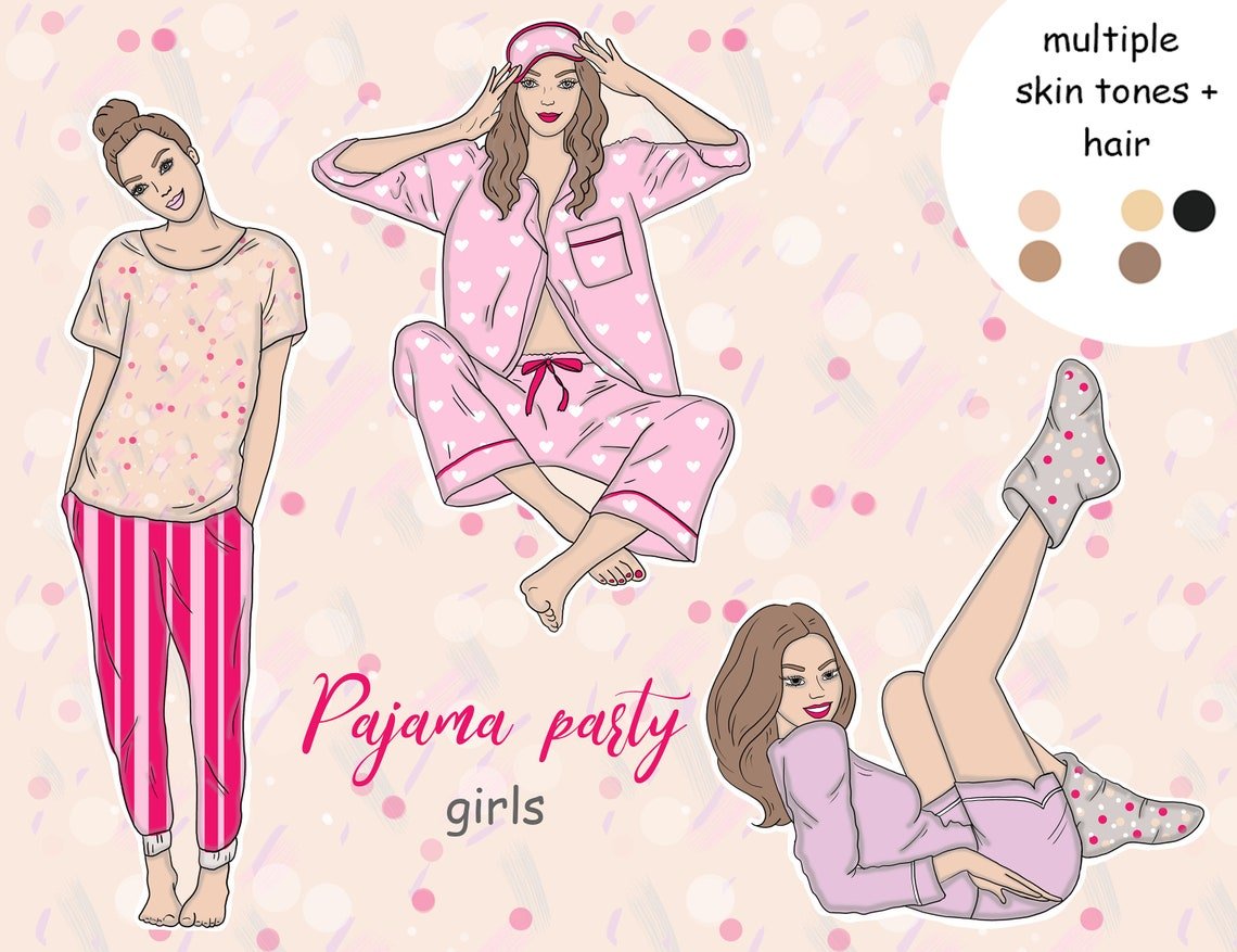 Pajama Party Girls Clipart cover image.