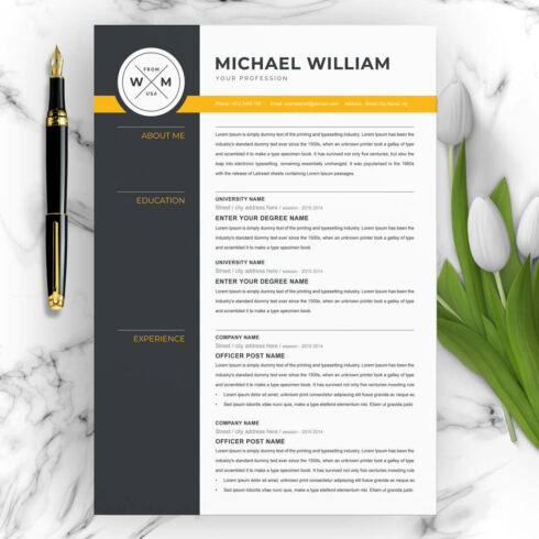 Professional Resume & CV Design Template | CV Template | EPS, PSD, INDD, DOCX & PAGES Format cover image.