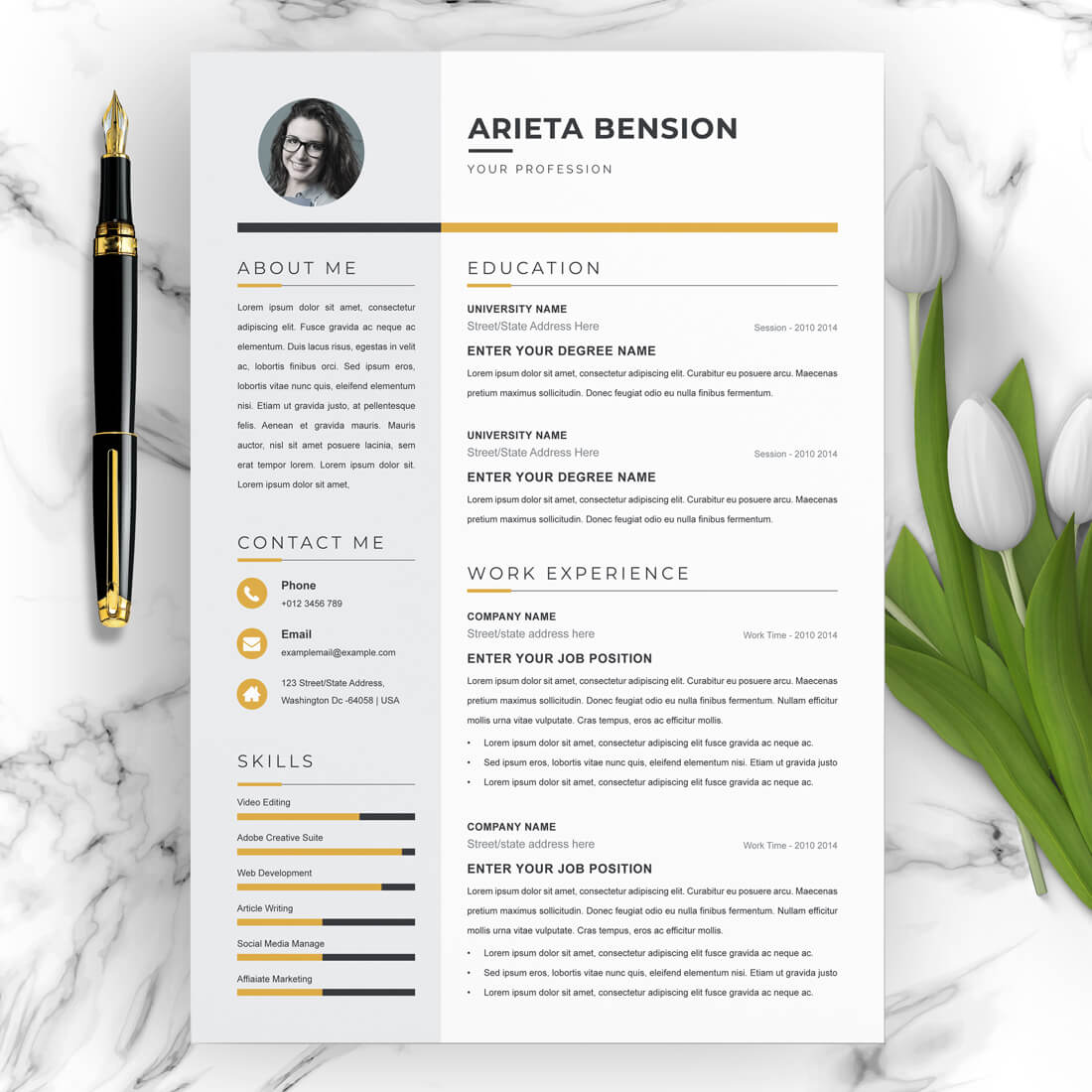 Sleek and Professional Resume Template for Career Advancement in Business, Finance, and Management Fields cover image.