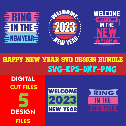 Happy New Year T-shirt Design Bundle Volume-04 cover image.