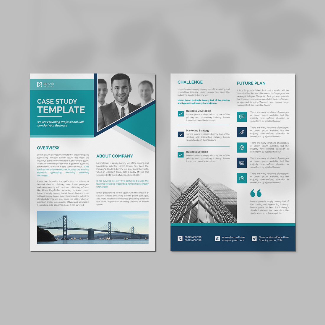 Case study flyer design template cover image.