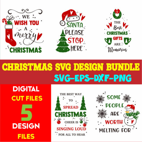 Christmas SVG T-shirt Design Bundle Volume-96 cover image.