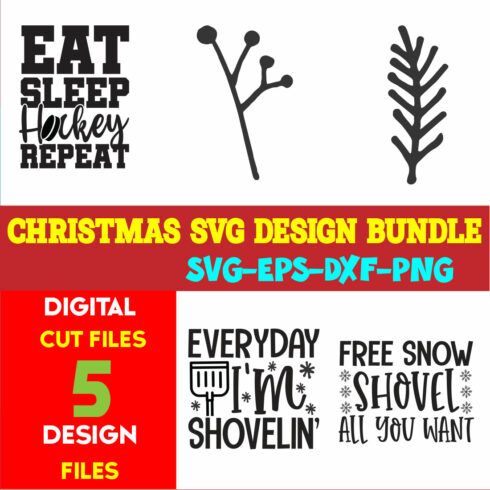 Christmas SVG T-shirt Design Bundle Volume-73 cover image.