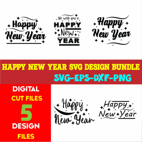 Happy New Year T-shirt Design Bundle Volume-05 cover image.