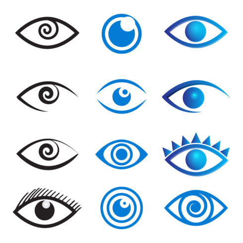 Abstract Vector 12 Eye Logo Bundle Different Eyes Icon Set cover image.