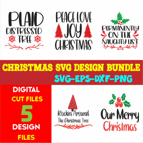 Christmas SVG T-shirt Design Bundle Volume-107 cover image.