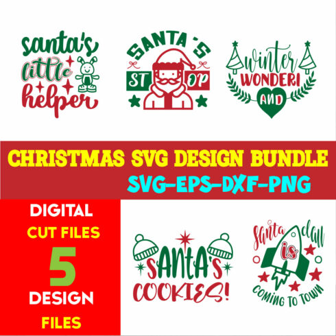 Christmas SVG T-shirt Design Bundle Volume-53 cover image.