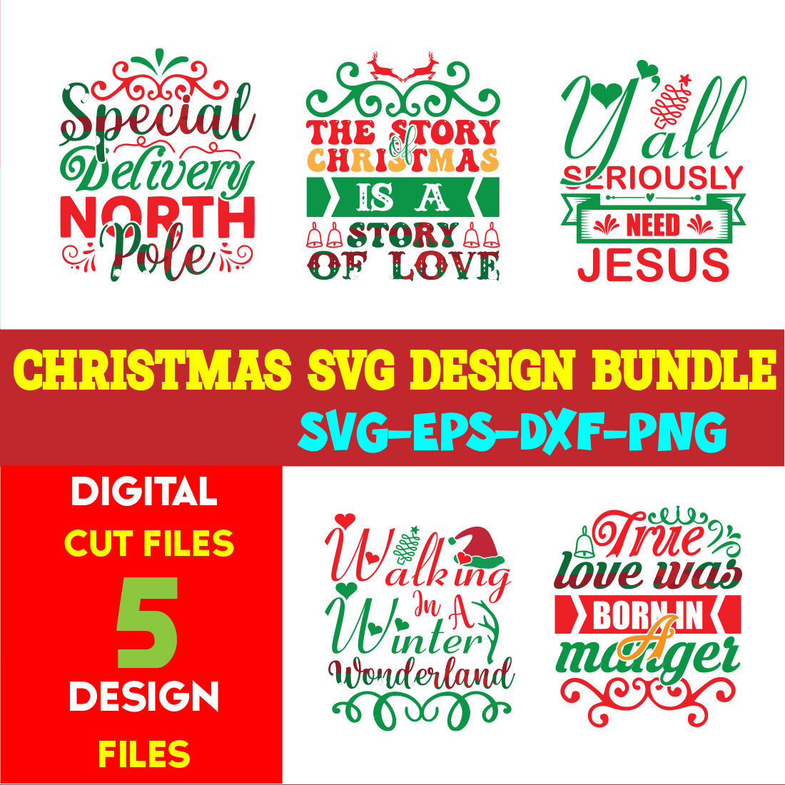 Christmas SVG T-shirt Design Bundle Volume-104 cover image.