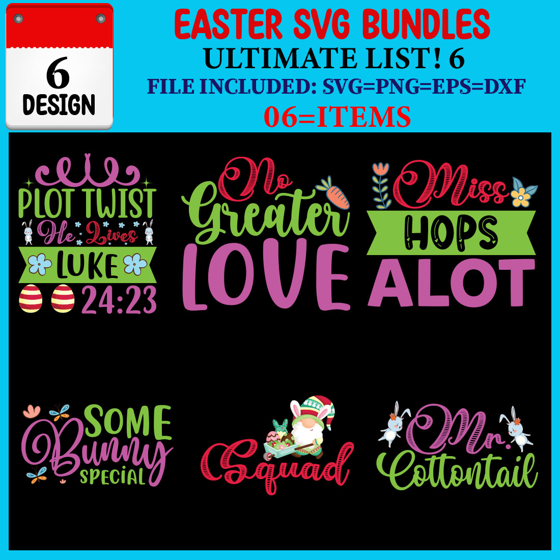 Easter SVG T-shirt Design Bundle cover image.