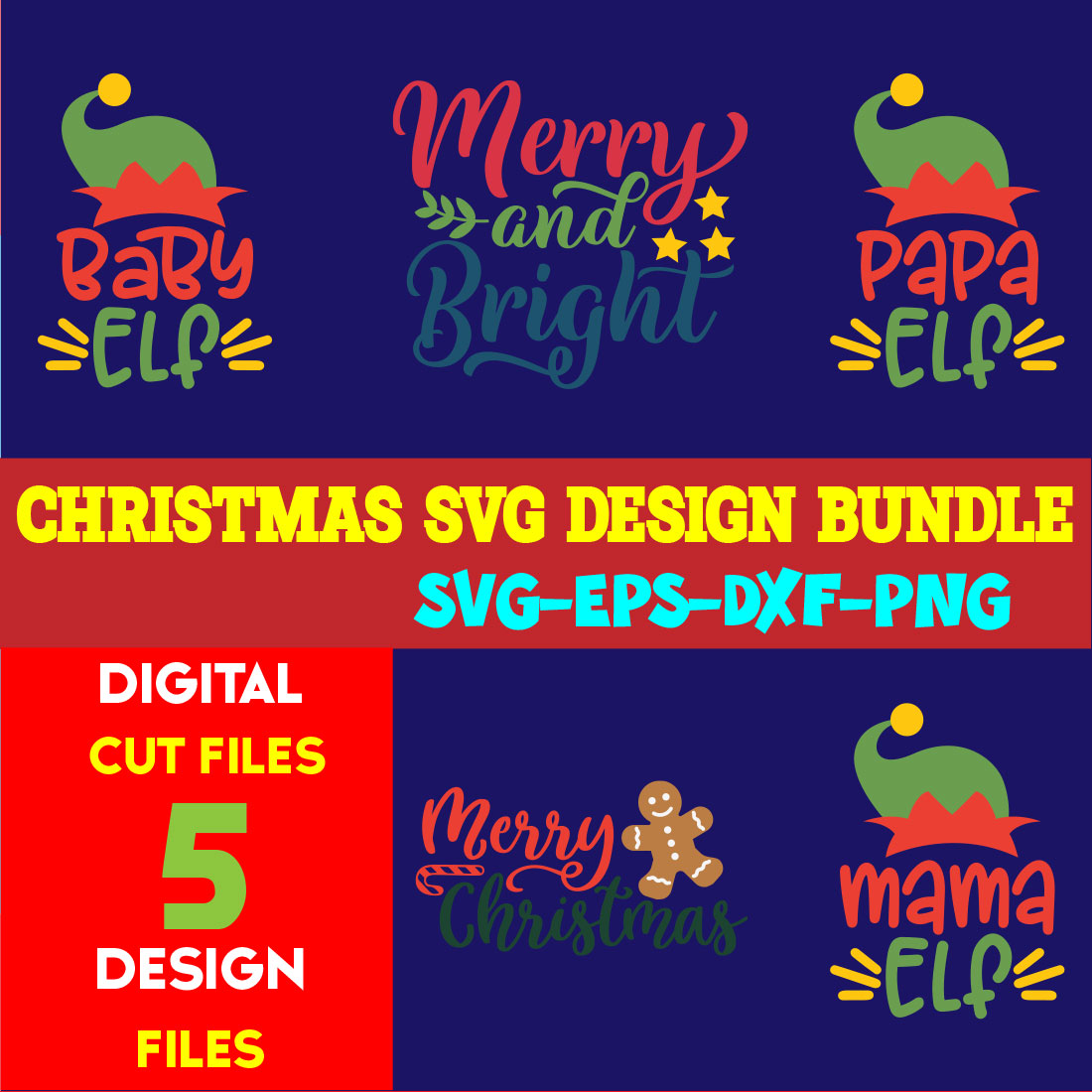 Christmas SVG T-shirt Design Bundle Volume-82 cover image.