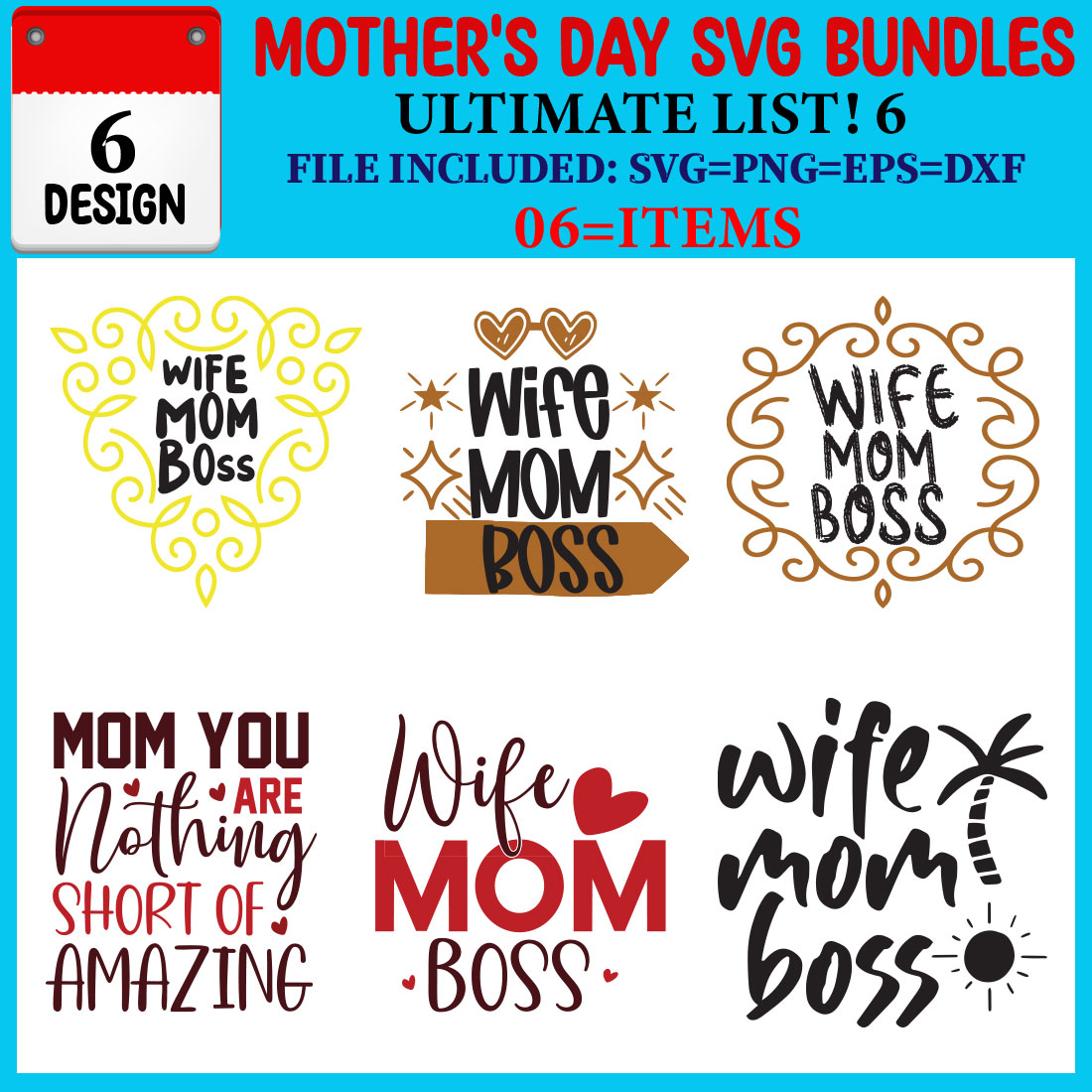 Mother's Day T-shirt Design Bundle cover image.