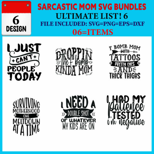 Sarcastic Mom T-shirt Design Bundle Vol-02 cover image.