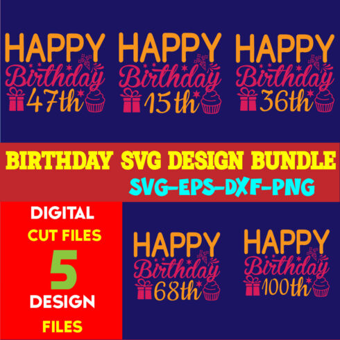 Birthday T-shirt Design Bundle Vol-05 cover image.