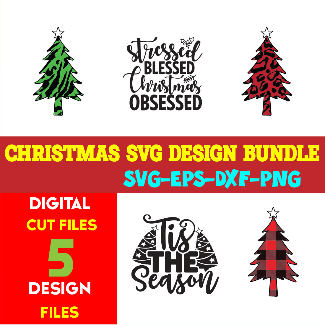 Christmas SVG T-shirt Design Bundle Volume-65 cover image.