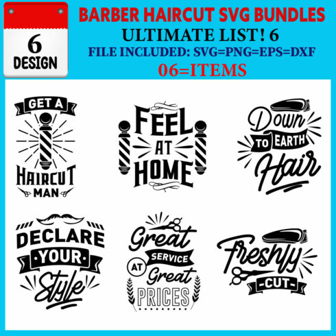 Barber Haircut T-shirt Design Bundle Vol-02 cover image.