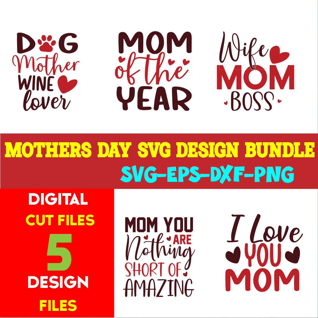 Mothers Day T-shirt Design Bundle Volume-17 cover image.