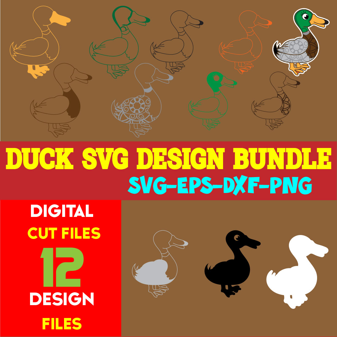 Duck SVG Design Bundle cover image.