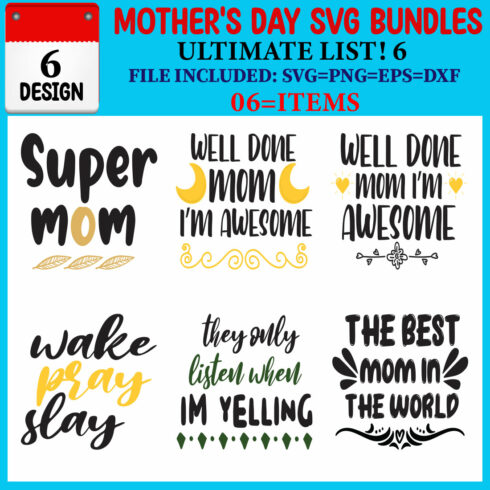 Mother's Day T-shirt Design Bundle cover image.