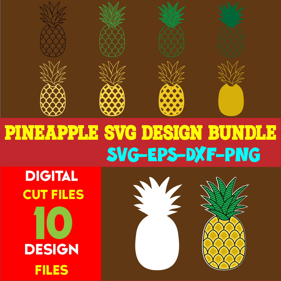 Pineapple SVG Design Bundle cover image.