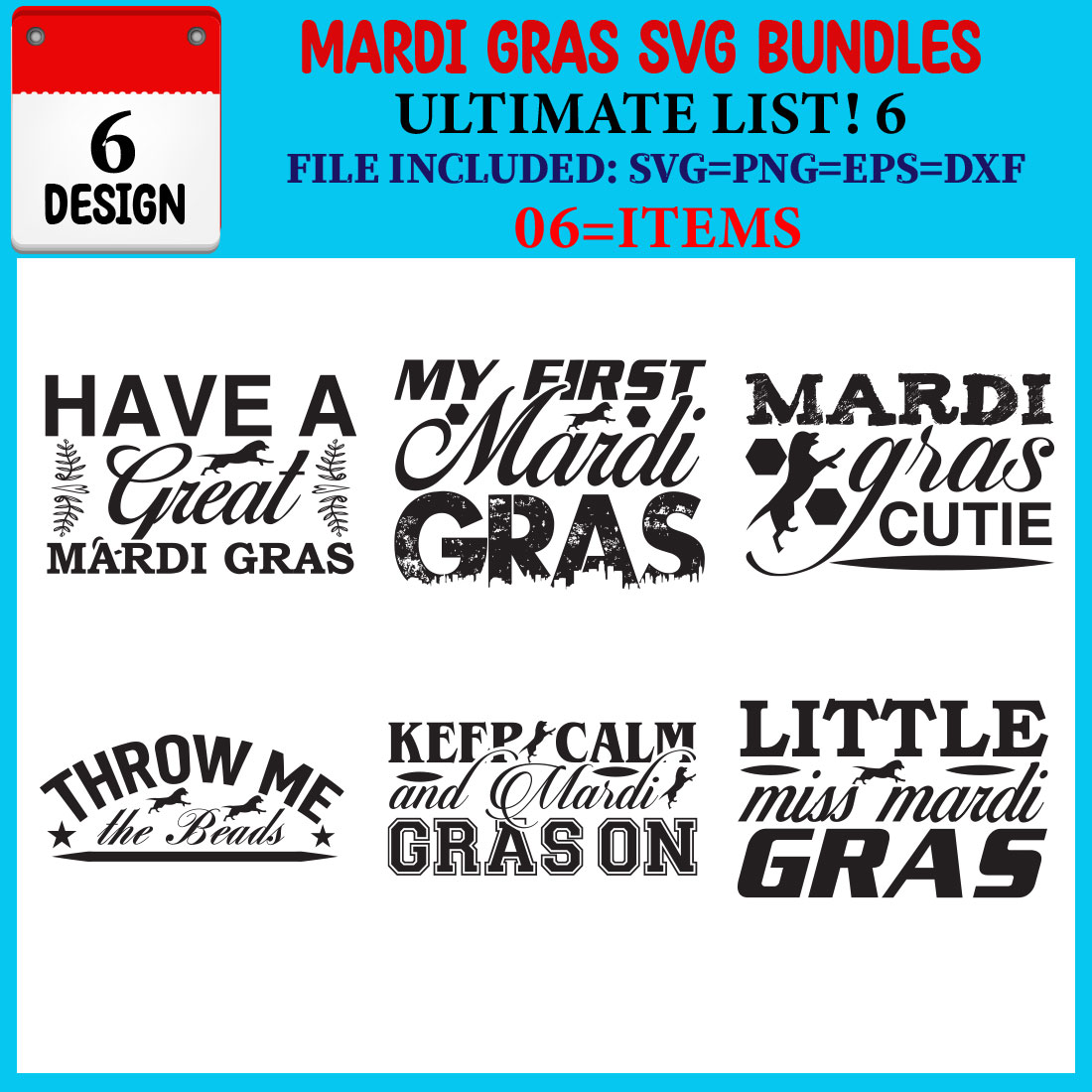 Mardi Gras T-shirt Design Bundle cover image.