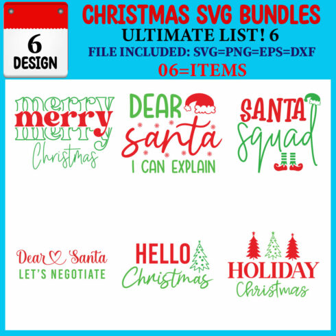 Christmas SVG T-shirt Design Bundle cover image.