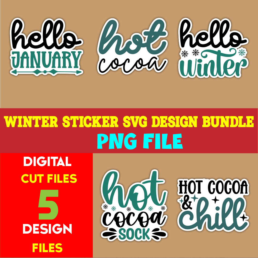 Winter Sticker T-shirt Design Bundle volume -04 cover image.