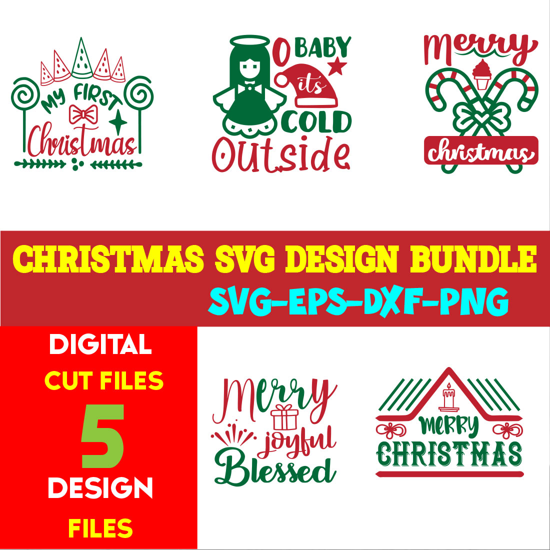 Christmas SVG T-shirt Design Bundle Volume-52 cover image.