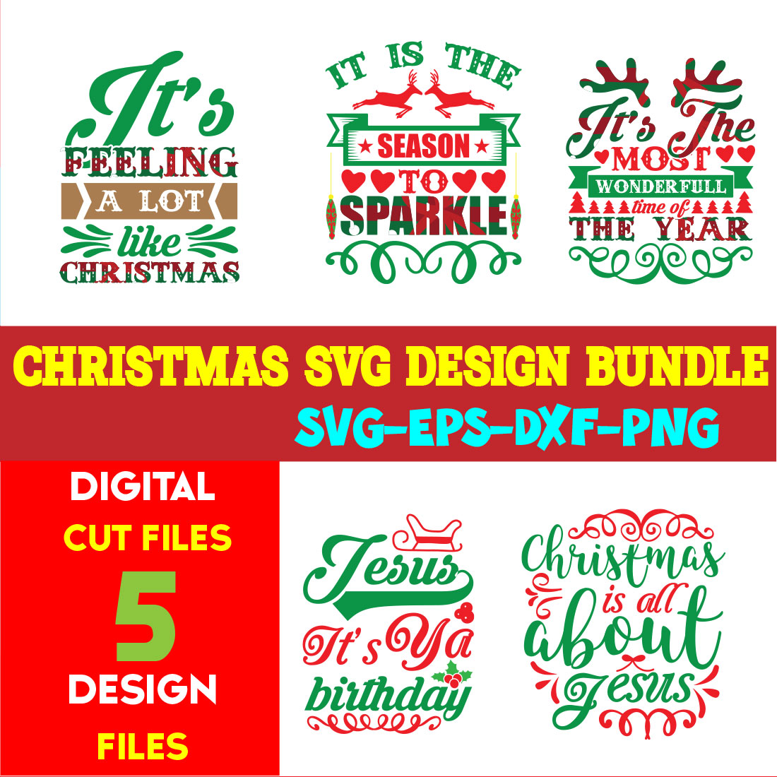 Christmas SVG T-shirt Design Bundle Volume-101 cover image.