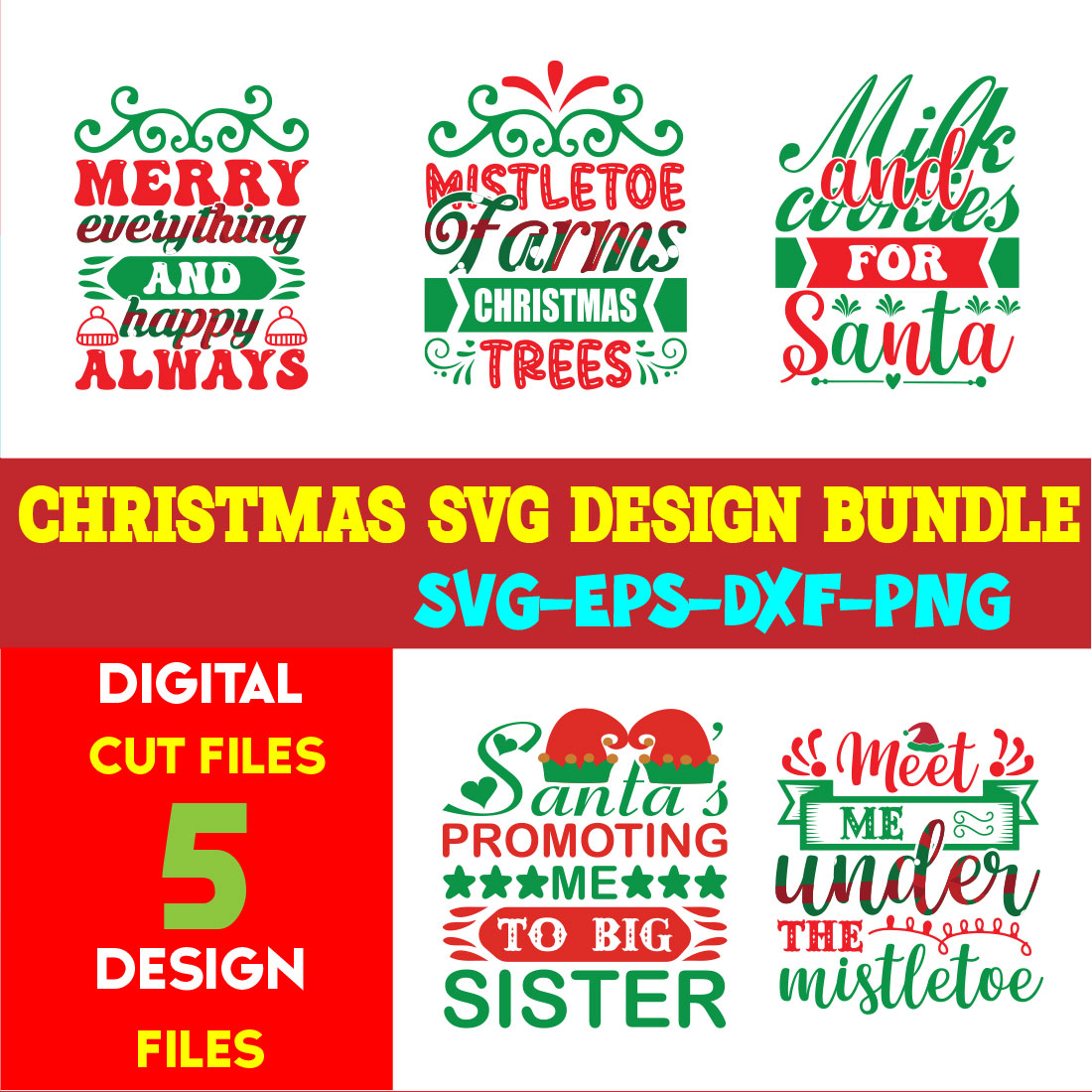 Christmas SVG T-shirt Design Bundle Volume-103 cover image.