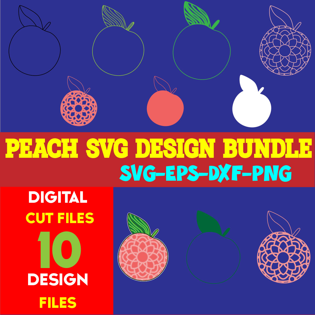 Peach SVG Design Bundle cover image.