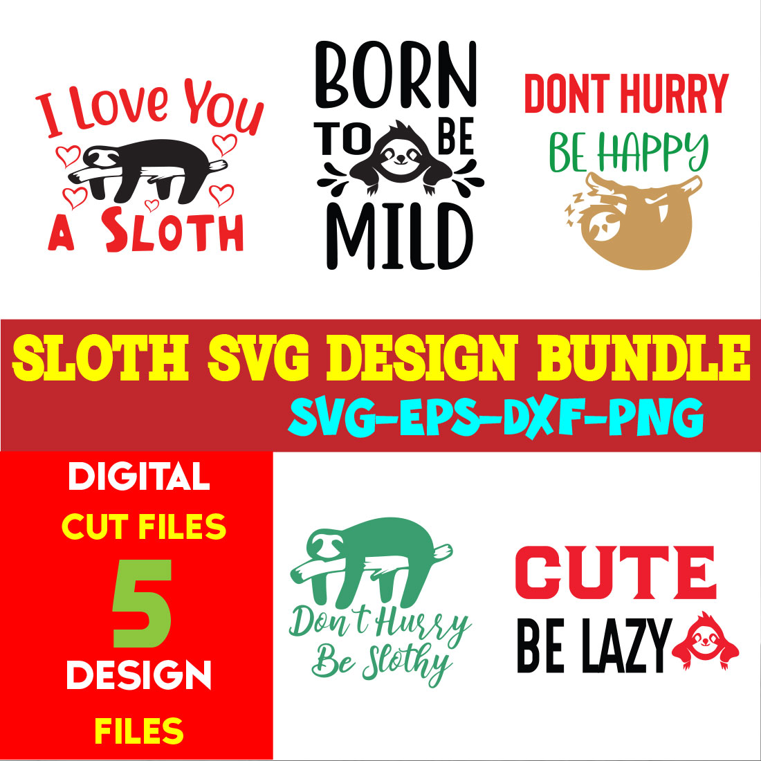 Sloth T-shirt Design Bundle Vol-06 cover image.