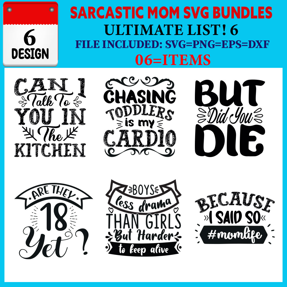 Sarcastic Mom T-shirt Design Bundle Vol-01 cover image.