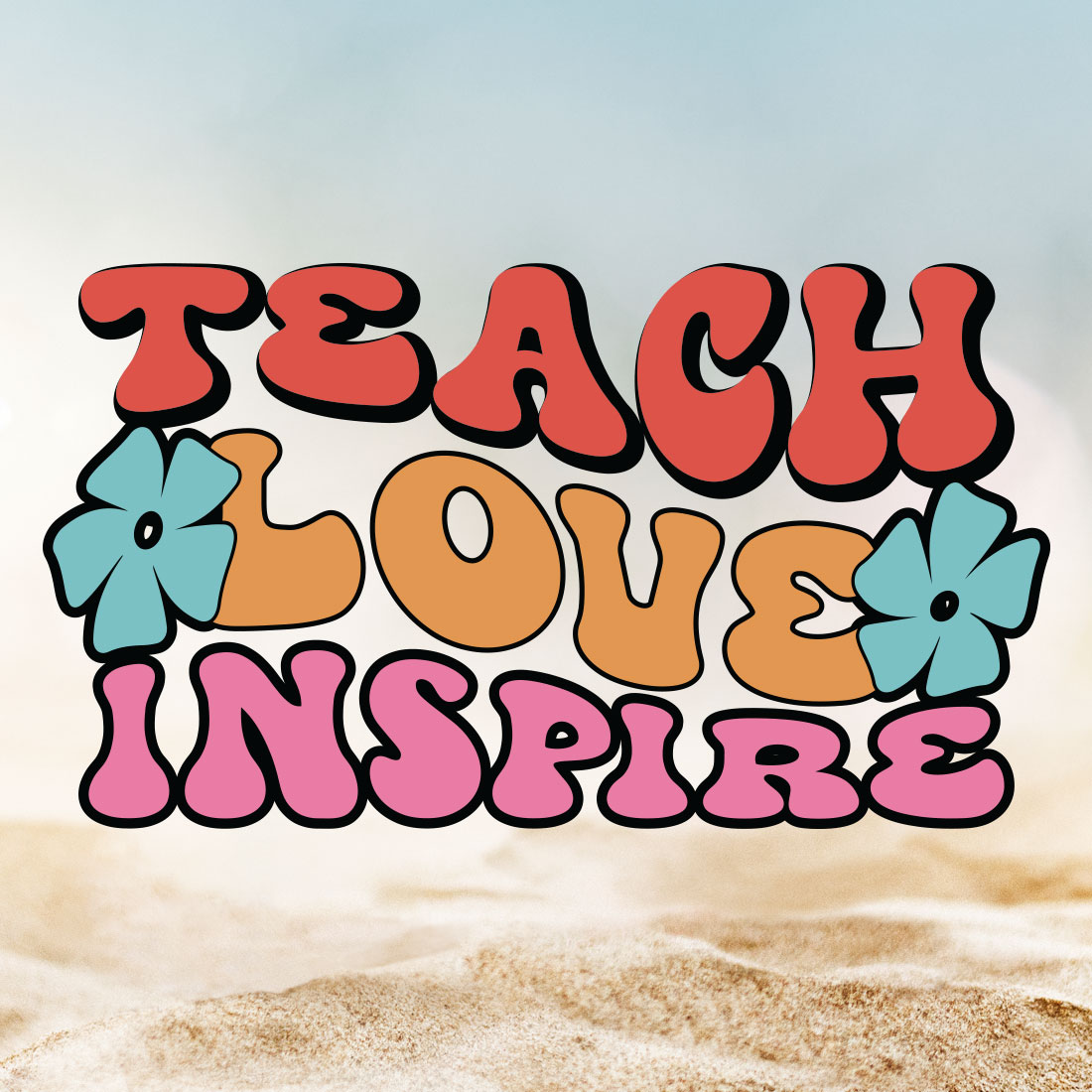 Teach Love Inspire Teacher's Day T-shirt Design cover image.