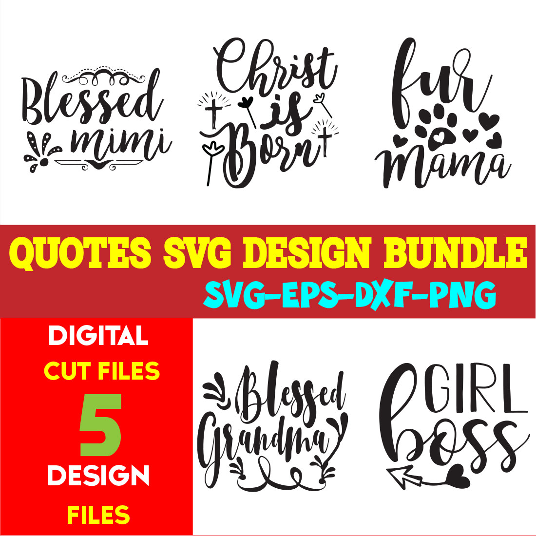 Quotes T-shirt Design Bundle Vol-19 cover image.