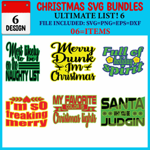 Christmas SVG T-shirt Design Bundle cover image.