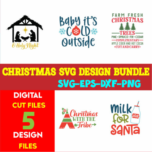 Christmas SVG T-shirt Design Bundle Volume-91 cover image.