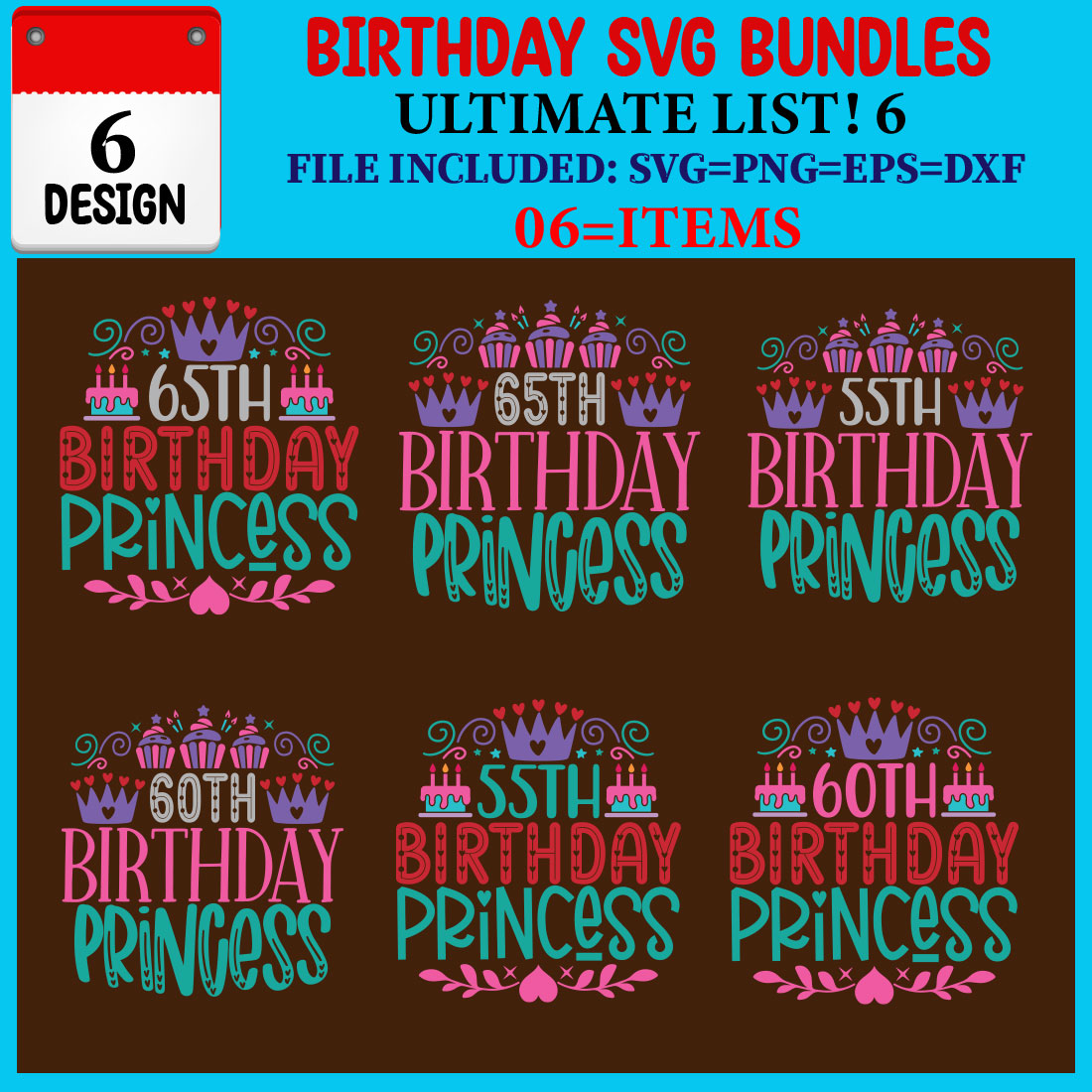 Birthday SVG T-shirt Design Bundle cover image.